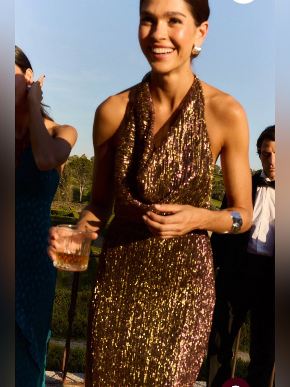 Metallic Gold Halter Maxi Dress - Elegant Evening Gown